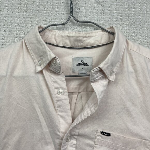 Rip Curl Shirt Casual Button-Up Short Sleeve Men Size S Standard Fit Light Pink - Picture 6 of 14